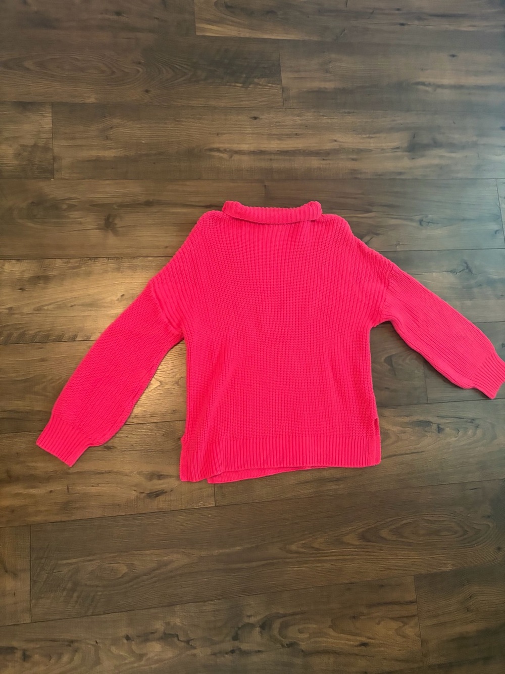 cupcakes & cashmere Bright Pink Ribbed Mock Neck Sweater